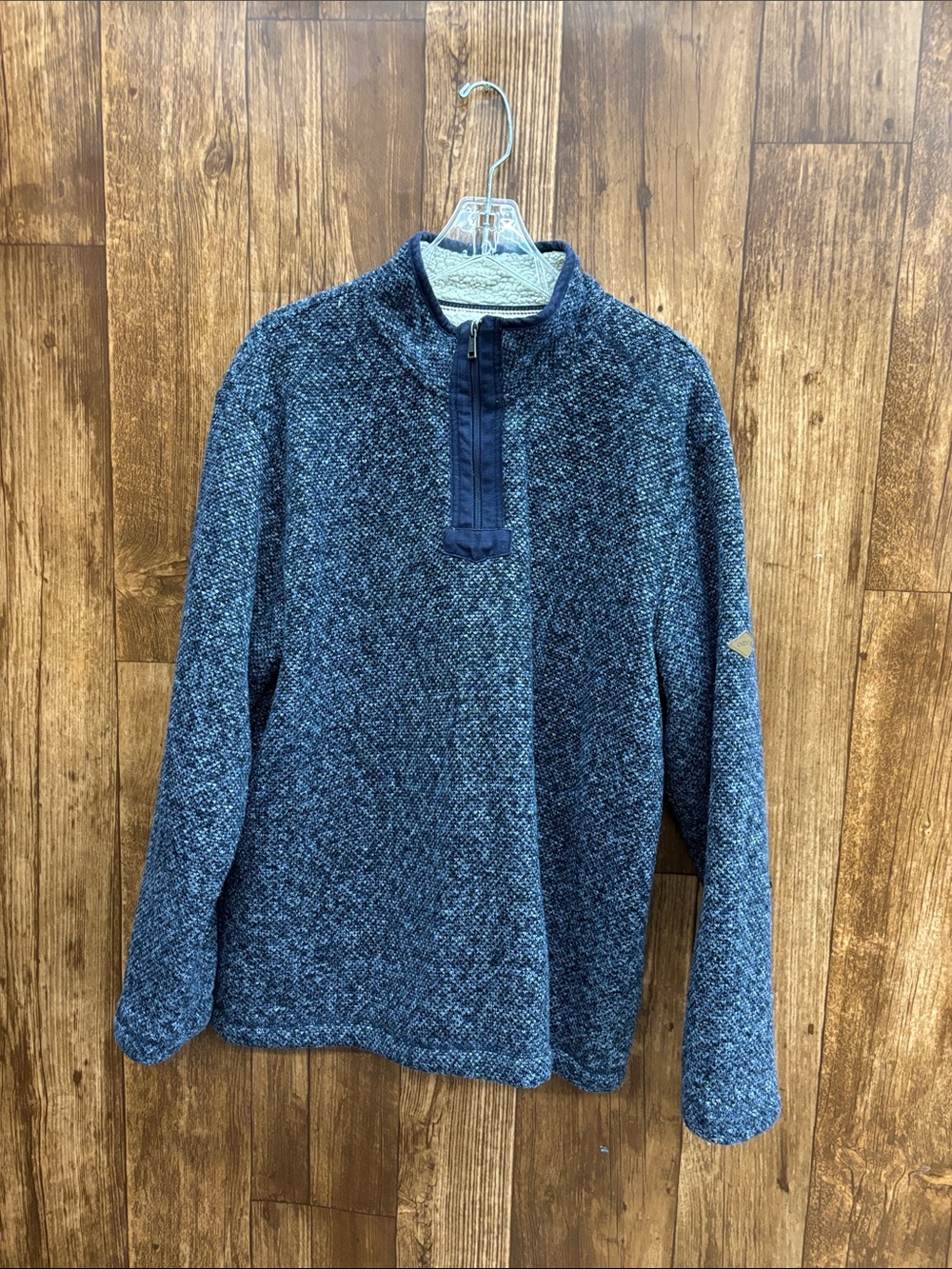 Orvis Men's Blue Quarter-Zip Knit Sweater Pullover